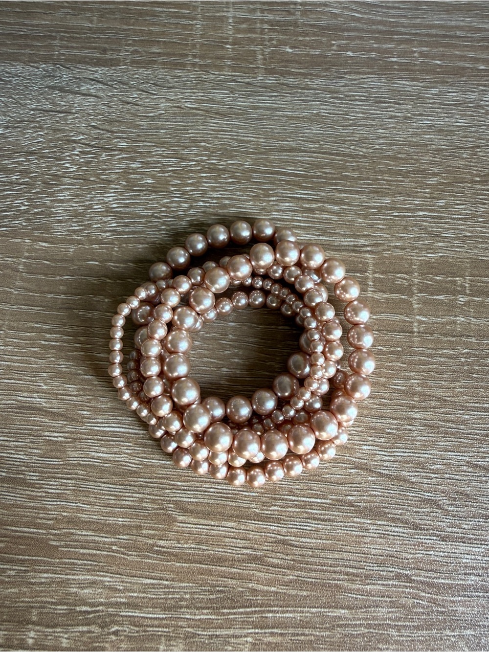 Rose Gold Pearl Stretch Bracelet Set